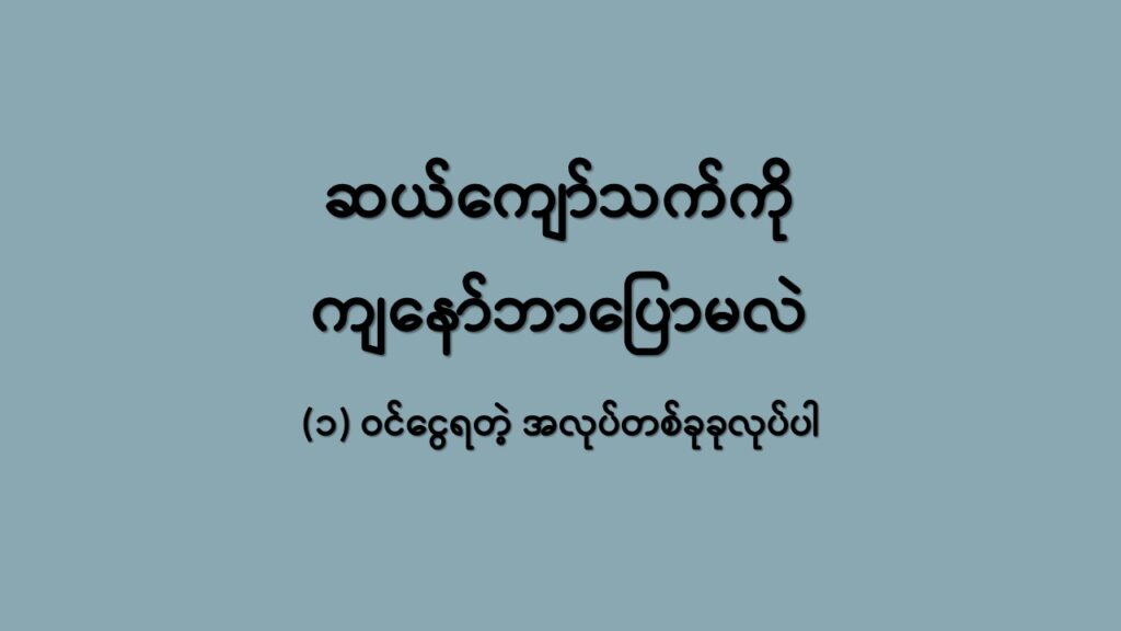 ဆယ်ကျော်သက်ကို ကျနော်ဘာပြောမလဲ(၁)